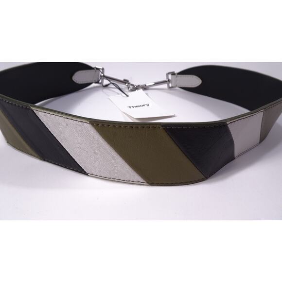 Theory Women's Transformer Patchwork Strap Military Green Halyan Leather NWT 125 - Picture 14 of 15